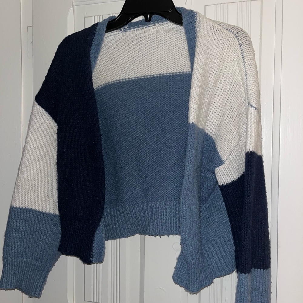 Colorblock Blue and White Women's Sweater
